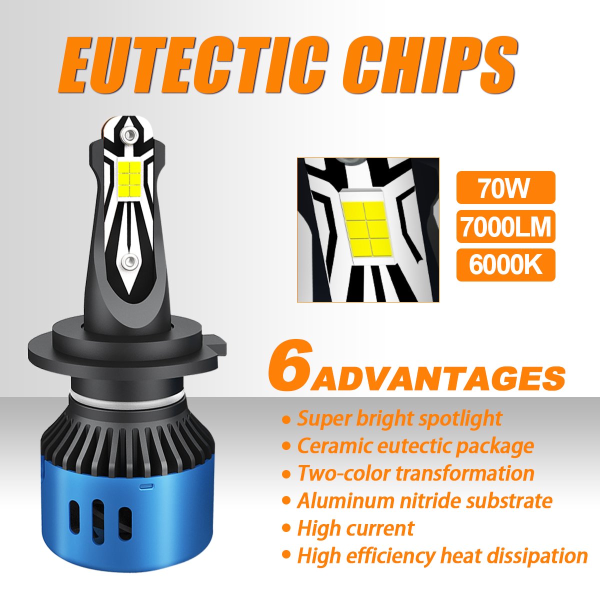 AKE R11 70W 5202 Led Headlight Bulbs 6000K 7000Lm 360 Degree Beam Turbo Led H1 H3 H4 H7 H11 880 9004 9005 9006 9007 9012 Lights