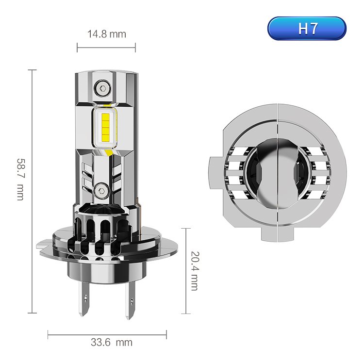 Asruex Led Headlights 23S-H7 Cheap and All in One Electroplated Silver 40W 3500LM 6500K Led Headlight for Cars