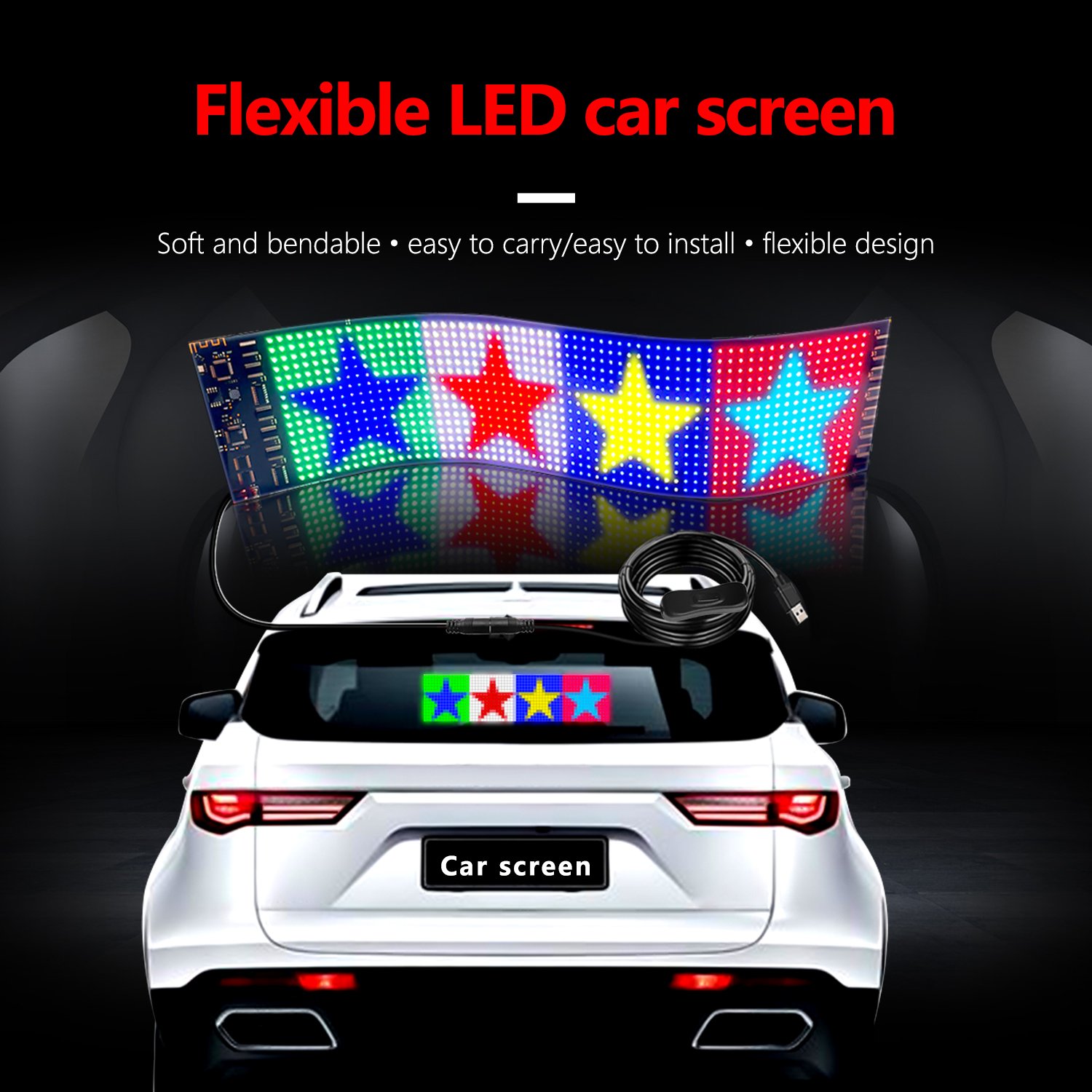 LED Flexible Display Car LED Matrix Pixel Panel Car Window Light LED Screen LED Display Led Sign Moves Led Display Sign for Car