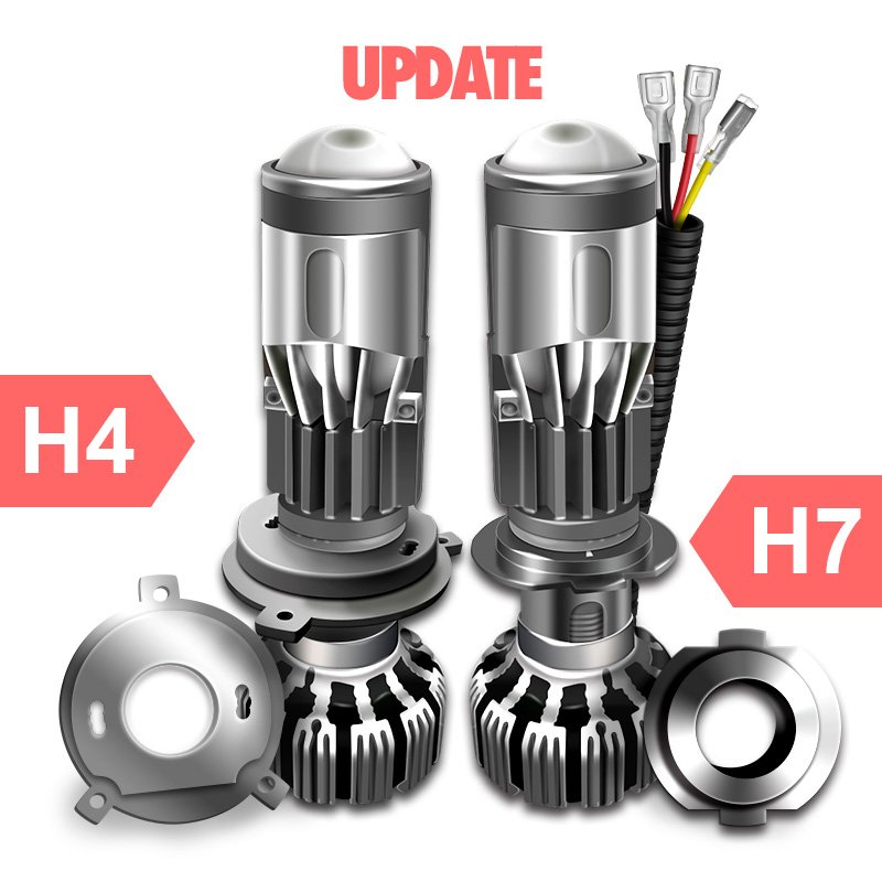JG 8000lm Mini Projector Lens LED G7 H7/H4 High-Low Beam Motorcycle/car Headlight Car Lighting Bulbs