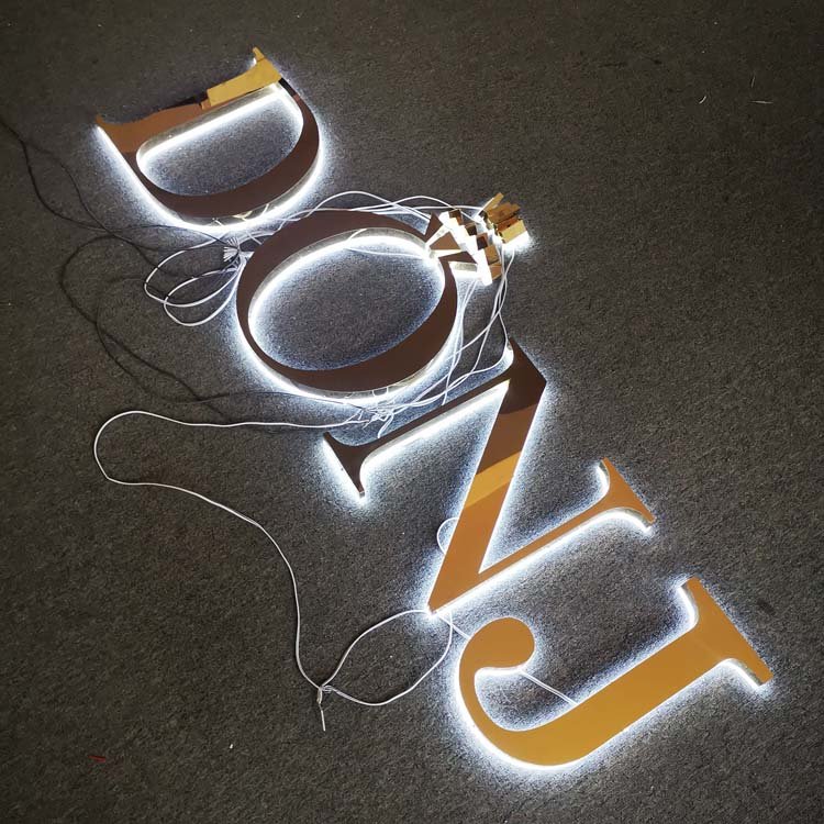 Embossing Custom Sign Outdoor logo Signage Stainless Steel Acrylic Sign 3d Backlit Light Sign Led Letters