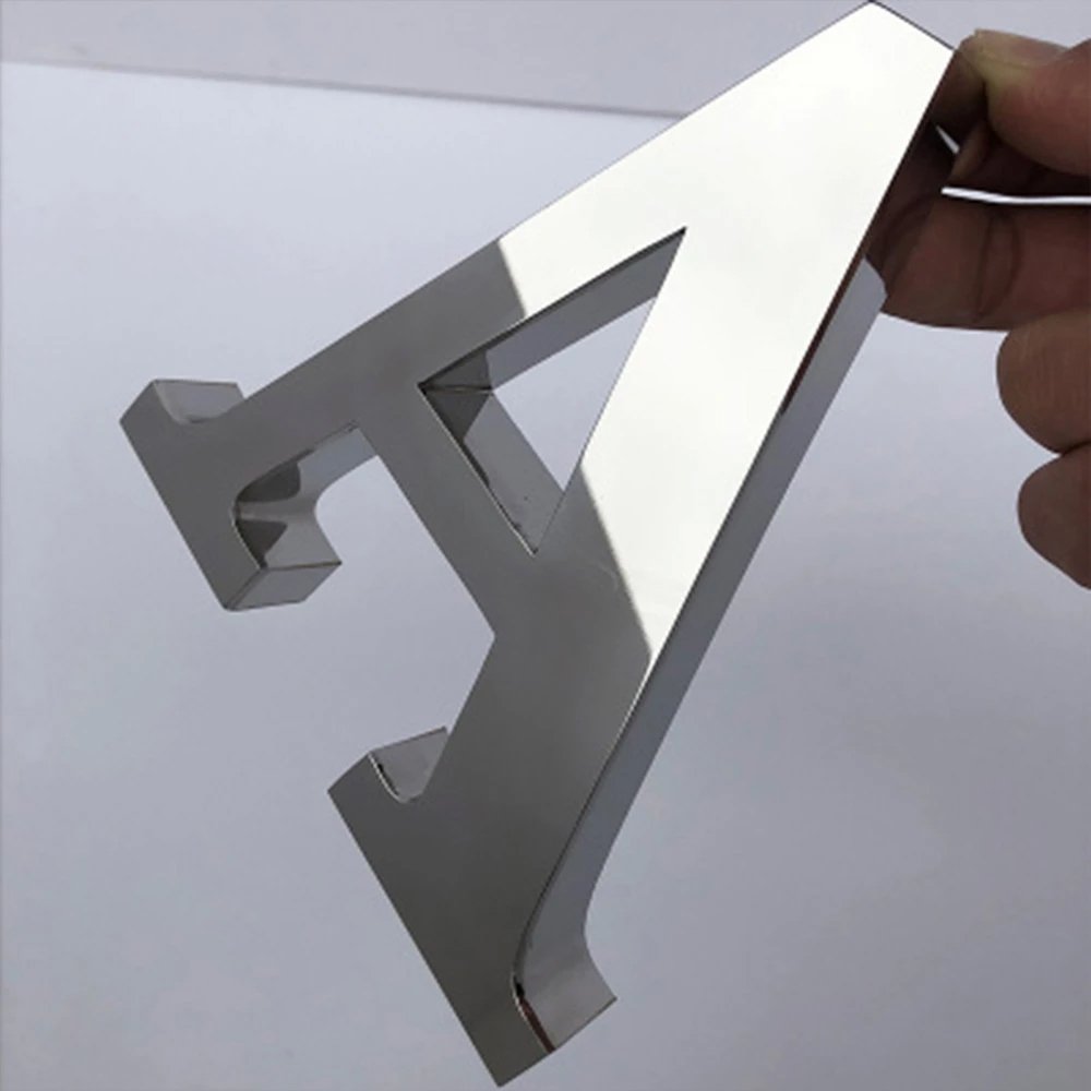 Custom 3d Mirrored Stainless Steel Metal Letters Sign Business Outdoor Advertising Shop Store Front Metal Wall logo Sign