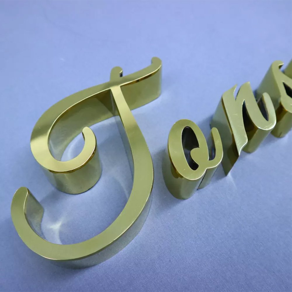 Custom 3d Mirrored Stainless Steel Metal Letters Sign Business Outdoor Advertising Shop Store Front Metal Wall logo Sign