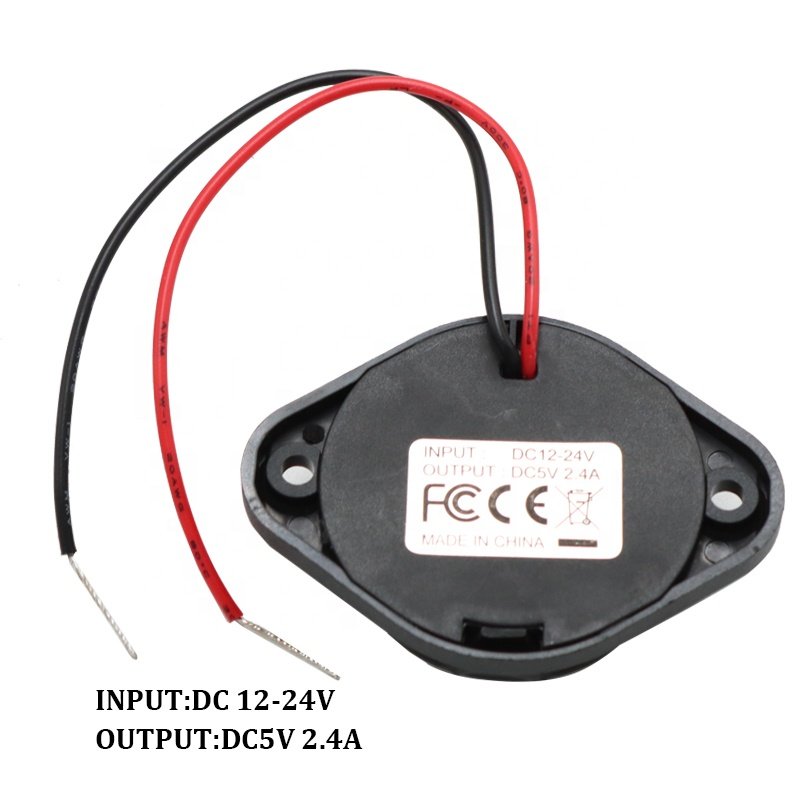 12v Car Charger Socket 1 Usb Port in Bus Boat for Cell Phone Usb 2.4A Car Charging Dual Ports With Led Light Rings