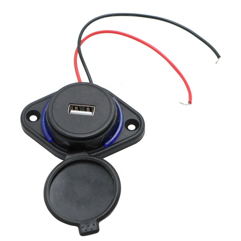 12v Car Charger Socket 1 Usb Port in Bus Boat for Cell Phone Usb 2.4A Car Charging Dual Ports With Led Light Rings