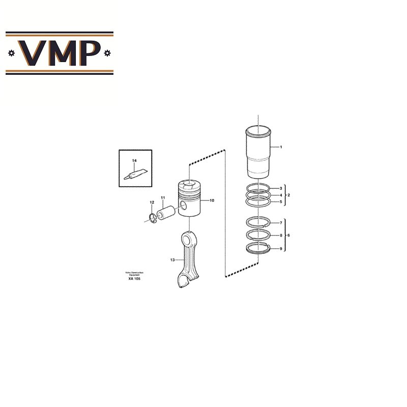 VOE20515376 - Cylinder Liner Kit for D12D 380 EURO3 Bus - OEM