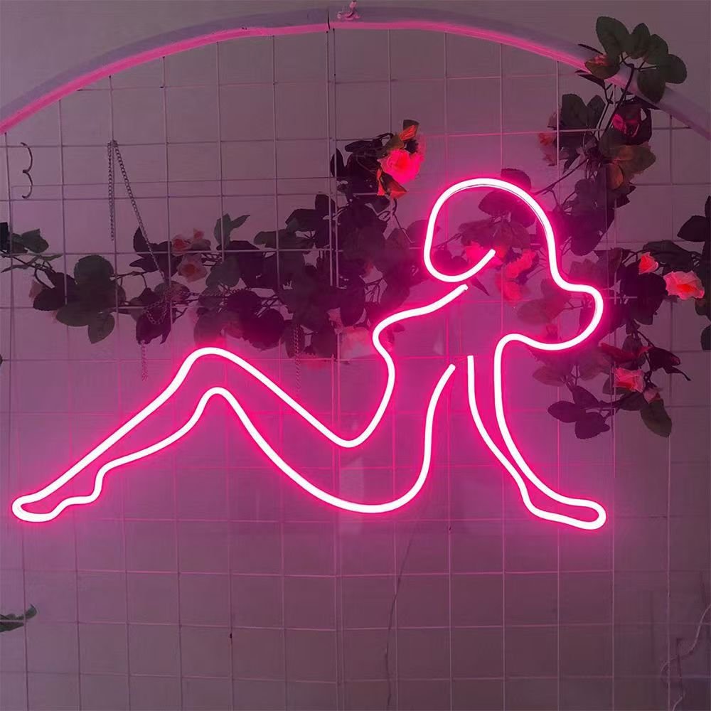 Sexy Lady Neon Sign, Neon Lights Big Aesthetic Room Decor, Bright Naked Beautiful Girl Cute Neon Led Wall Body Sign