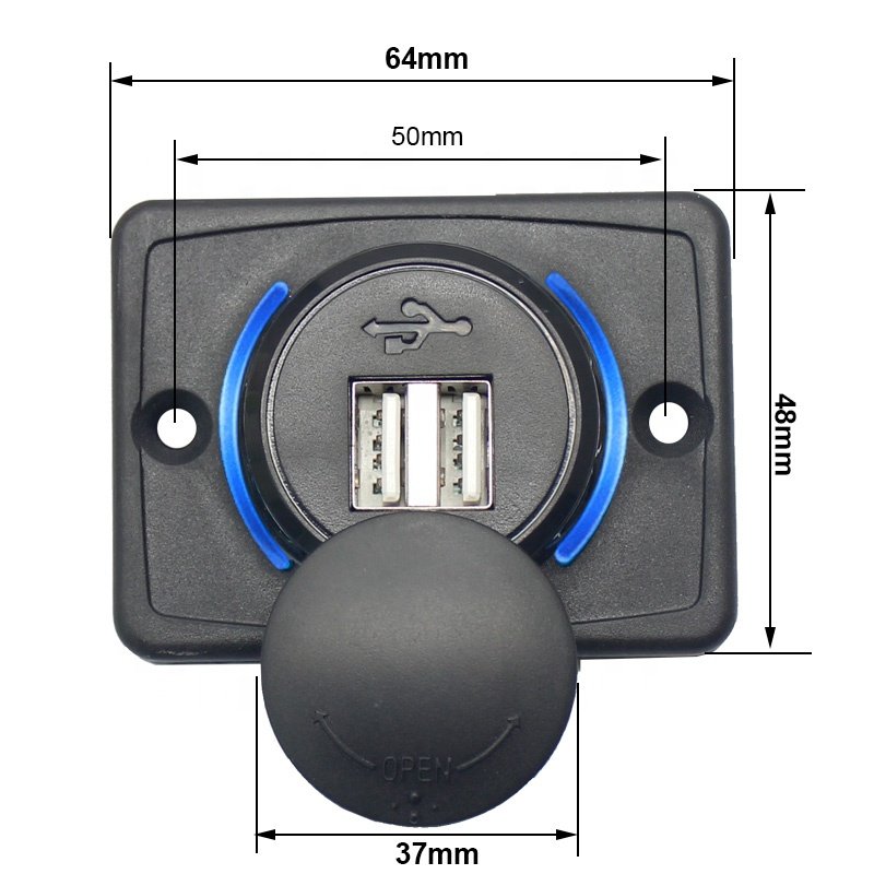 12V 24V Surface Panel Mount Dual 3.1A Car Bus Seat USB Charger