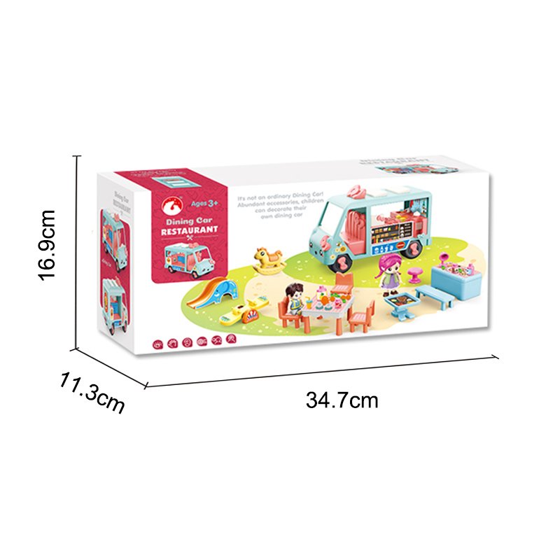 Kids DIY Doll House Play Set Portable caravan Camper Free Wheel Bus Car Kitchen Toy Kit Motorhome Pretend Play Toy