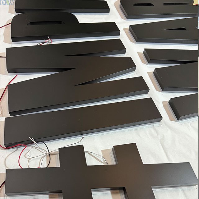 Business Signage Led Channel Letters Led Sign Light Polished Stainless Steel Backlit Letters With Black Paint