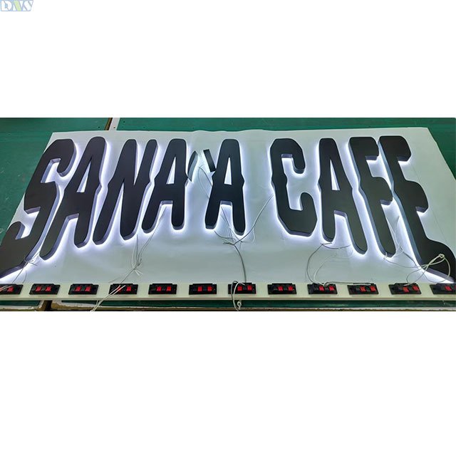 Business Signage Led Channel Letters Led Sign Light Polished Stainless Steel Backlit Letters With Black Paint