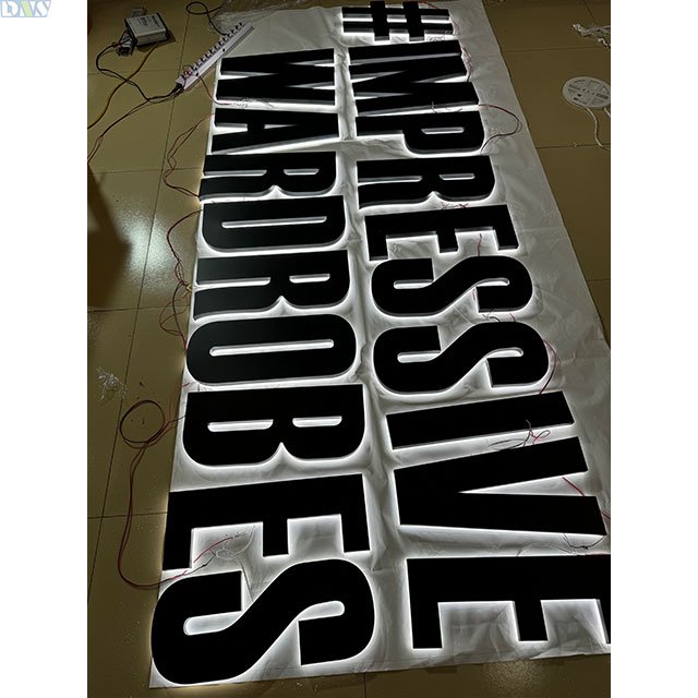Business Signage Led Channel Letters Led Sign Light Polished Stainless Steel Backlit Letters With Black Paint