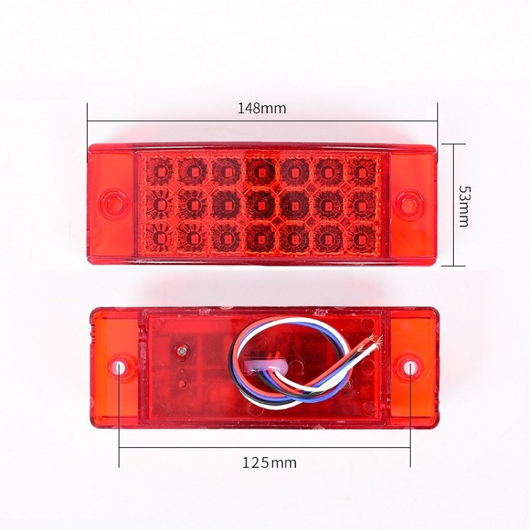 Bus Lorry Truck Trailer Warning Light Waterproof Amber 21LED 4wires Reflector Side Marker Lamp