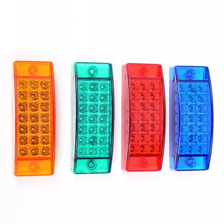 Bus Lorry Truck Trailer Warning Light Waterproof Amber 21LED 4wires Reflector Side Marker Lamp