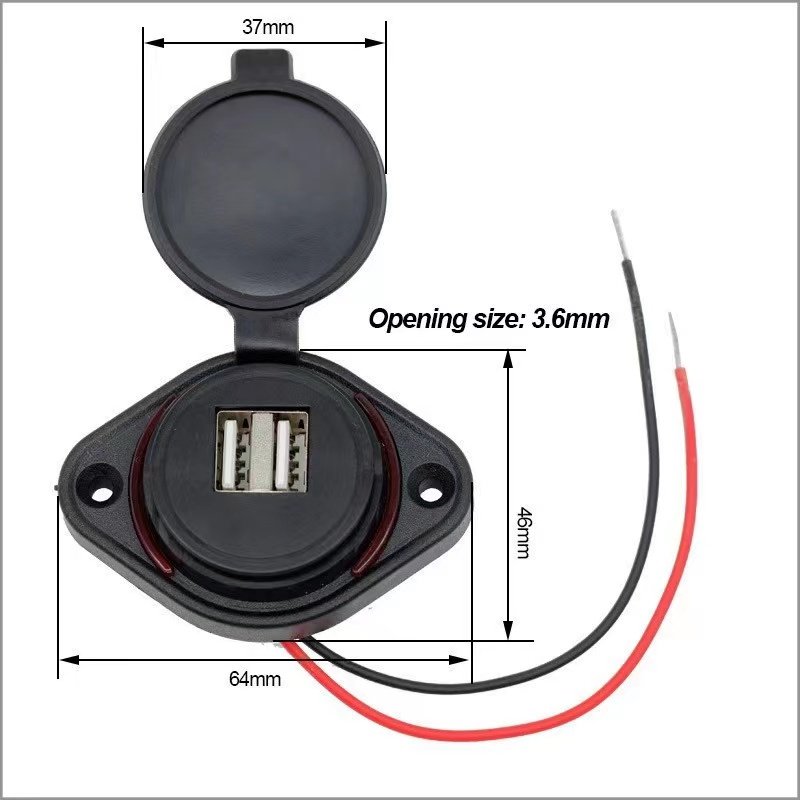 3.1A USB Phone Charger with Light for Car Bus Furniture Massage Chair Modified