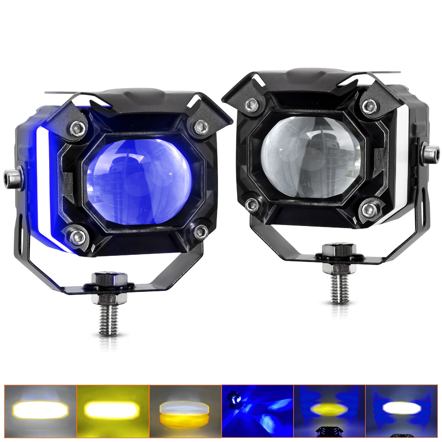 Motorcycle Lighting Systeam Angel Eye 120W LED Dual Color Light Headlights Motorcycle