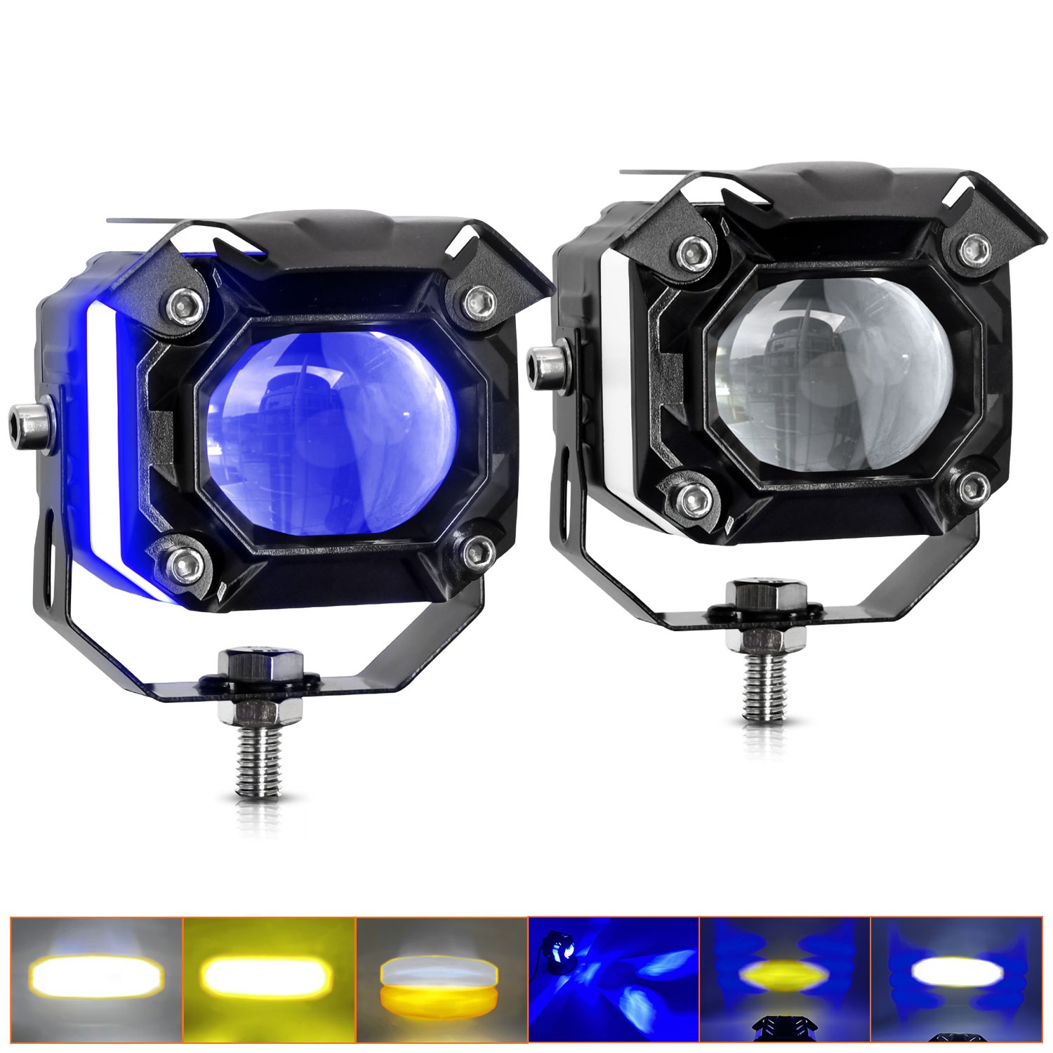 Motorcycle Lighting Systeam Angel Eye 120W LED Dual Color Light Headlights Motorcycle