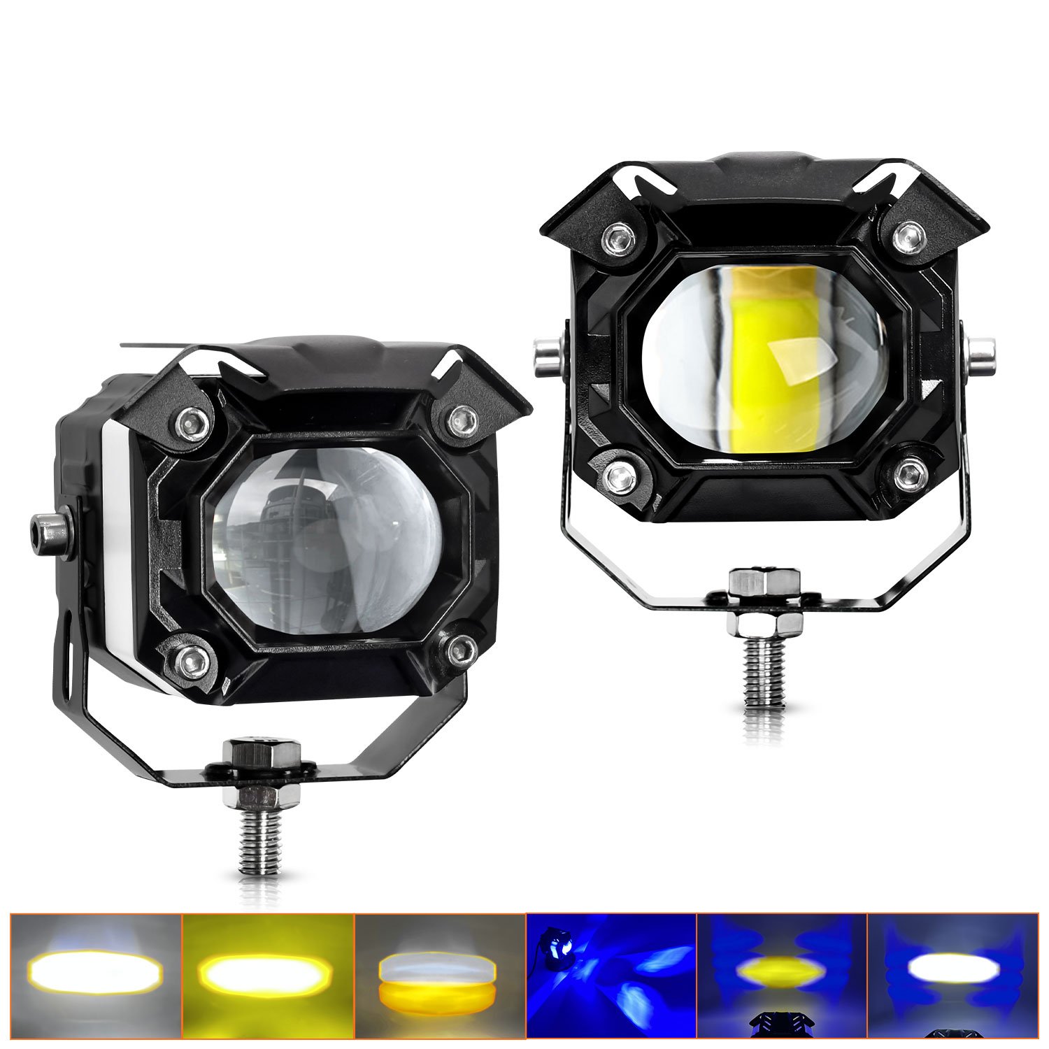 Motorcycle Lighting Systeam Angel Eye 120W LED Dual Color Light Headlights Motorcycle