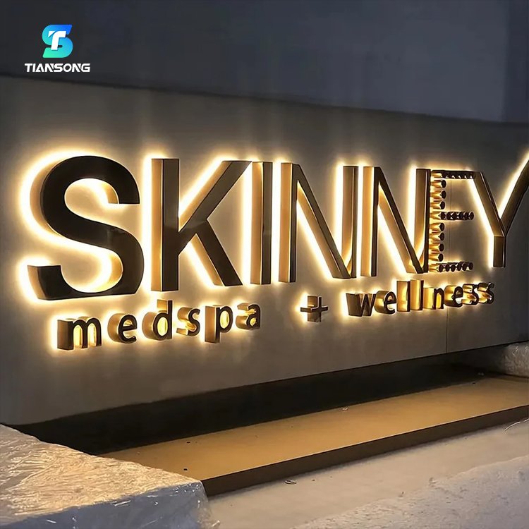 Custom House Number Sign Indoor Stainless Steel Letters Acrylic Backlit Signs Outdoor Halo Lit Letters Sign