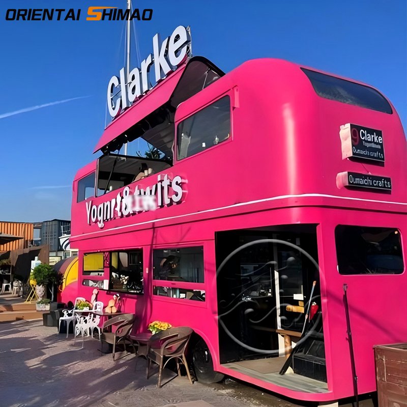 Mobile Ice Cream Truck Fast Food Truck Catering Trailers Fully Equipped Kitchen Traile Food Truck Double Deck Food Bus