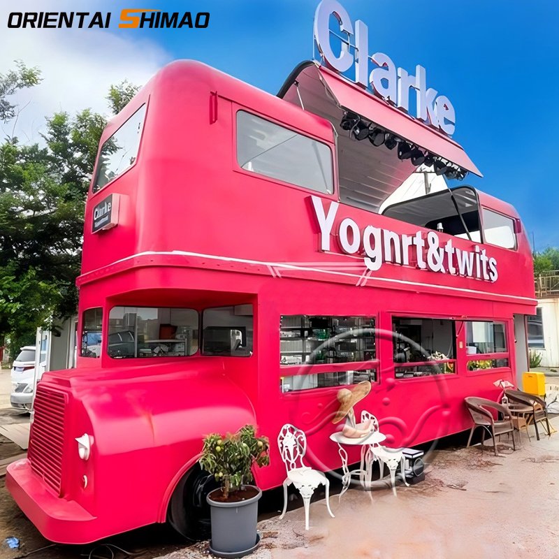 Mobile Ice Cream Truck Fast Food Truck Catering Trailers Fully Equipped Kitchen Traile Food Truck Double Deck Food Bus
