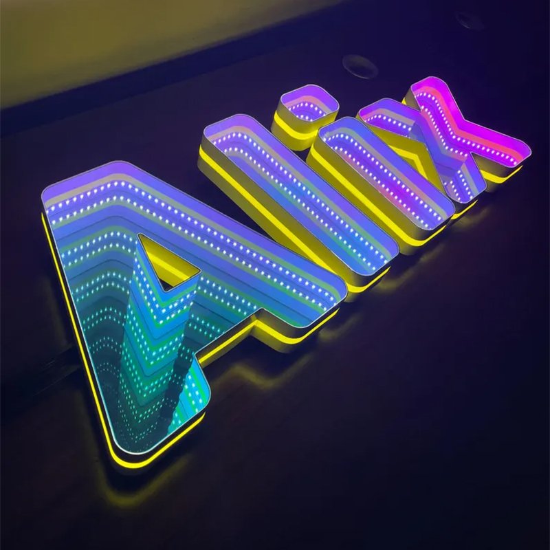 Customized Multi Layer Infinity LED Sign n Mirror Acrylic Abyss Mirror Mini Letters Infinite LED Letter Sign