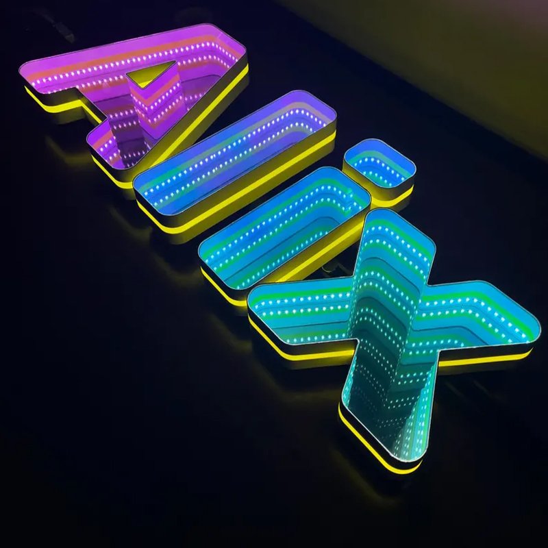 Customized Multi Layer Infinity LED Sign n Mirror Acrylic Abyss Mirror Mini Letters Infinite LED Letter Sign