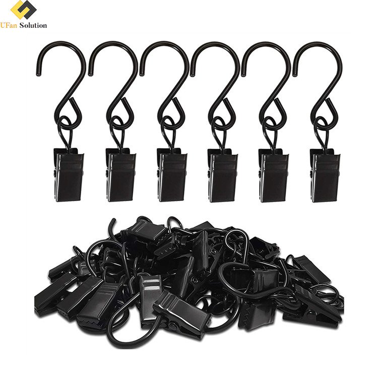 Metal Stainless Steel S Hook Hooks Curtain Clips, Hanging Party Lights Clips Curtain, Hangers Gutter Photo Camping Tents