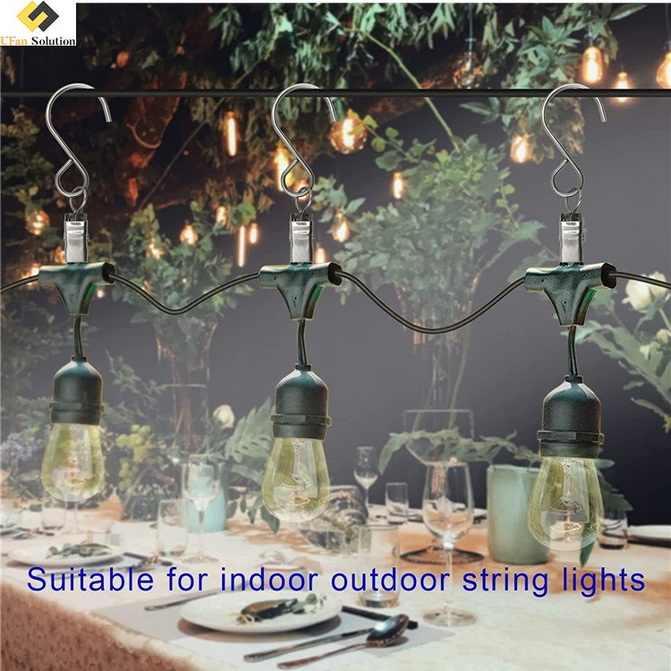 Metal Stainless Steel S Hook Hooks Curtain Clips, Hanging Party Lights Clips Curtain, Hangers Gutter Photo Camping Tents