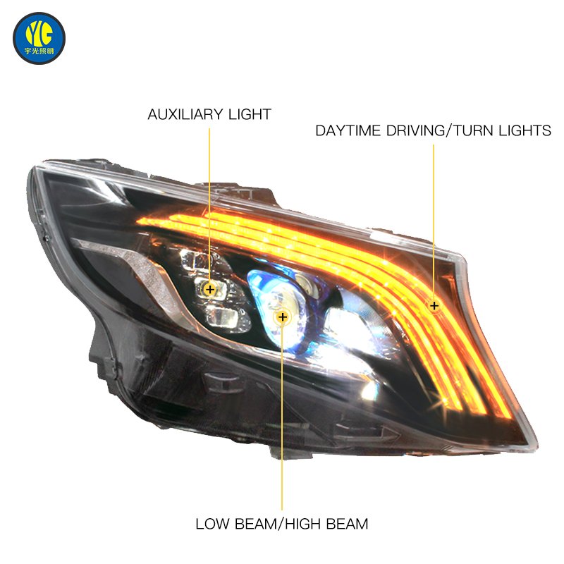 Plug and Play Head Lamps Assembly for Mercedes Benz Accesorio Para Autos V Class W447 Head Light Vito V260 2016-2019