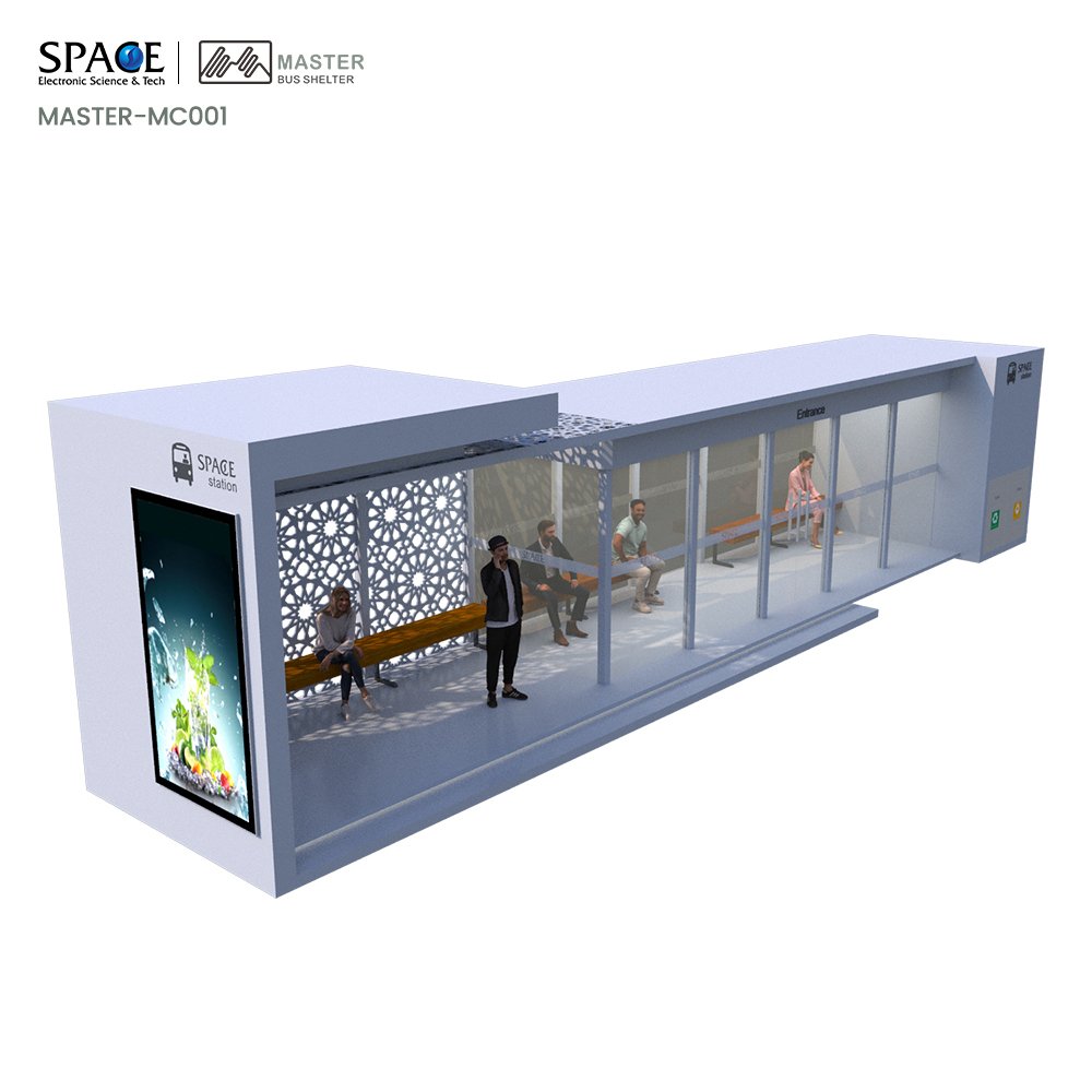 Smart Air Conditioned Bus Stop Display Advertising Bus Shelter