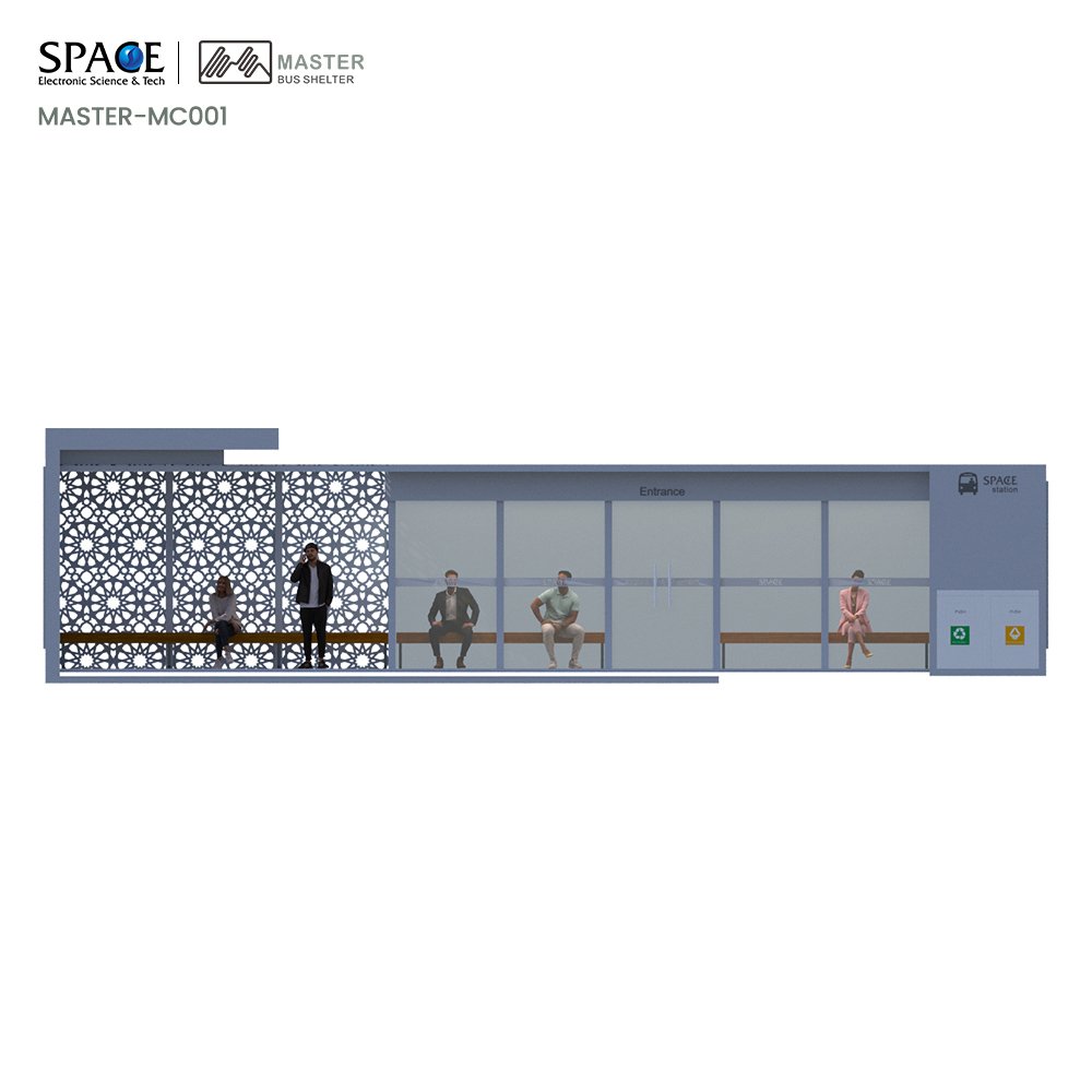 Smart Air Conditioned Bus Stop Display Advertising Bus Shelter