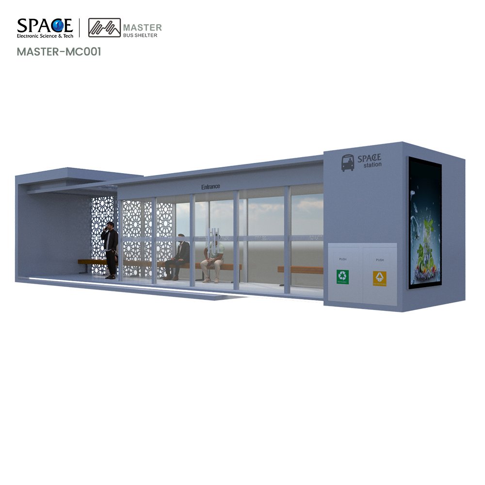 Smart Air Conditioned Bus Stop Display Advertising Bus Shelter