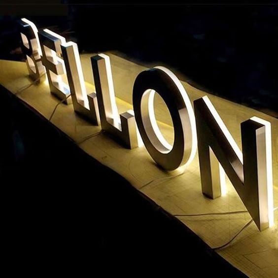 Winbo Metal Wall Letters Gold 3d Stainless Steel Signs Small Alphabet Letters logo Business Backlit Sign Channel Letter