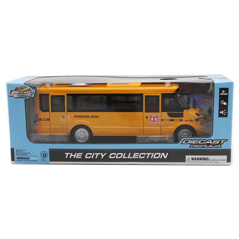 1:32 American School Bus DIecast Alloy Toy Car Model Pull Back Sound and Light Music School Bus Car Model Toys for Boys