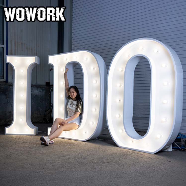WOWORK Wholesale Giant Metal 4ft RGB Light up Neon Marquee Numbers and Letters for Birthday Party Wedding Decoration