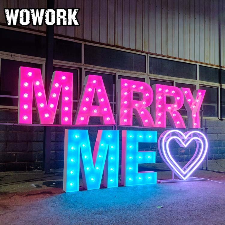 WOWORK Wholesale Giant Metal 4ft RGB Light up Neon Marquee Numbers and Letters for Birthday Party Wedding Decoration
