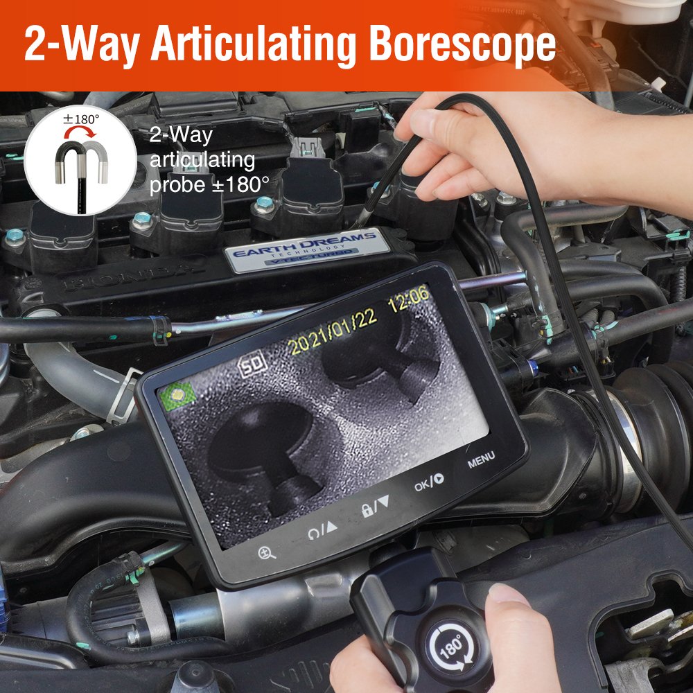 Auto Rotation Lens 5' Inch Screen Engine Camera 360 Degree Steering Portable Endoscope Snake Sewer Car Inspection Camera