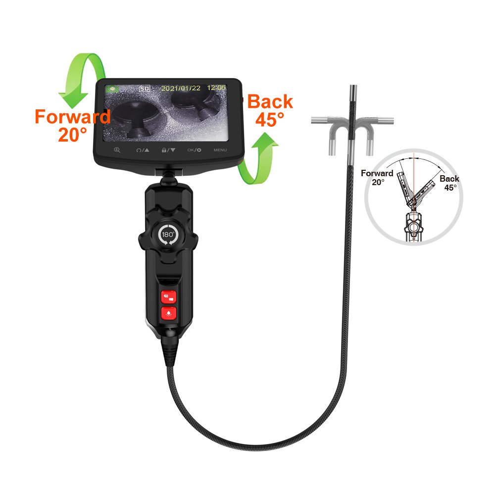 Auto Rotation Lens 5' Inch Screen Engine Camera 360 Degree Steering Portable Endoscope Snake Sewer Car Inspection Camera