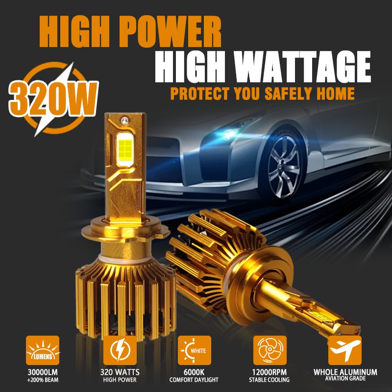 150W-300W 30000Lm Three Copper Tube Led H1 H3 H4 H7 H11 Led Headlight Bulb 4575 CSP 6000k Hb3 9005 9006 9012 Car Led Light