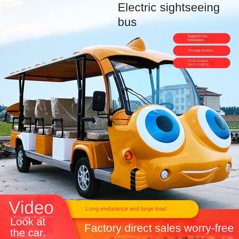 Electric 14-Seater Four-Wheel Sightseeing Bus Real Estate Scenic Spot RV Convertible Disassembly Door Property Patrol Tourism