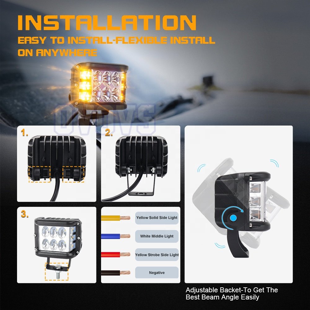 OVOVS Truck Offroad Light Pod Led Lights Side Shooters LED Light for Tractor 4x4 UTV ATV Offroad