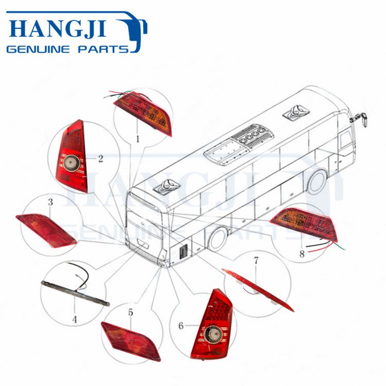 Bus Parts Accessories ZK6122 ZK6129H ZK6127H Bus Tail Lights 4133-00077 4133-00078 Original Rear Lamps