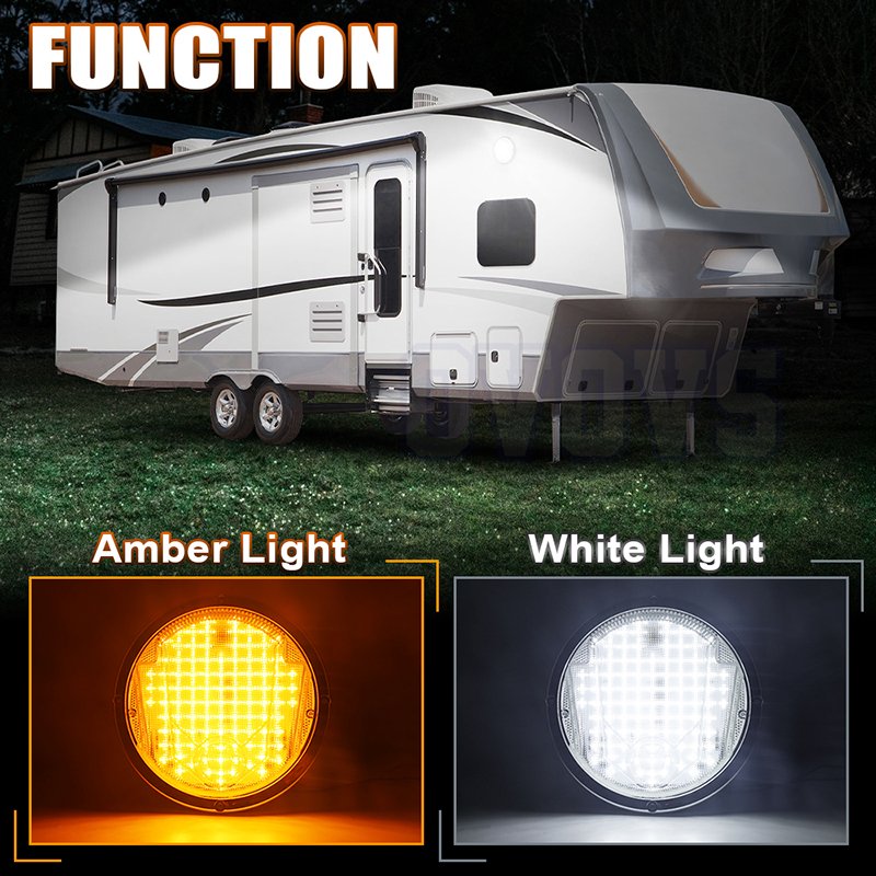 OVOVS LED RV Exterior Light 8.5 Inch Scare Porch Light with 100pcs Dual Color Leds Flood Awning Light for RV Trailer Camper Bus