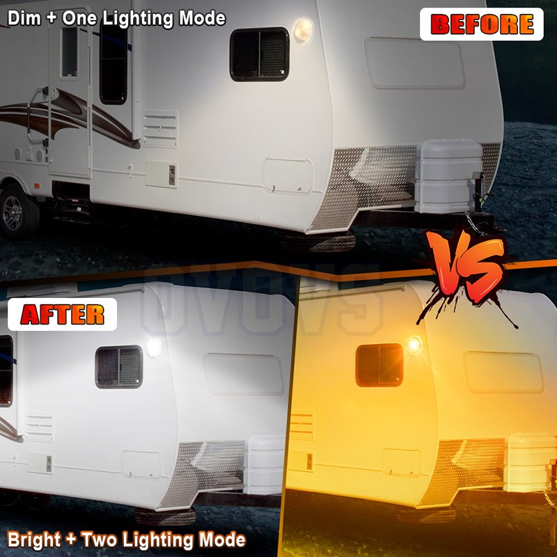 OVOVS LED RV Exterior Light 8.5 Inch Scare Porch Light with 100pcs Dual Color Leds Flood Awning Light for RV Trailer Camper Bus