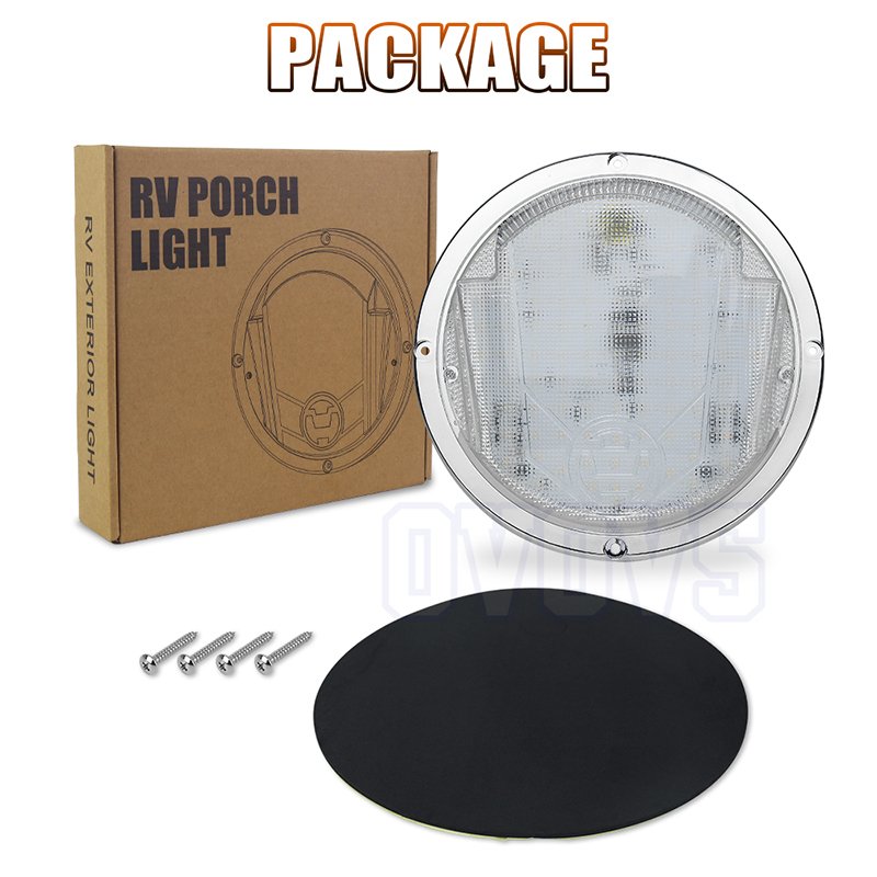 OVOVS LED RV Exterior Light 8.5 Inch Scare Porch Light with 100pcs Dual Color Leds Flood Awning Light for RV Trailer Camper Bus