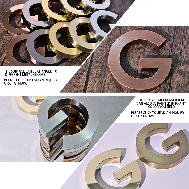 Custom Indoor & Outdoor Bronze Letters Stainless Steel Metal Wall Logo Sign Brushed Finish Shop Advertising Electronic Signs