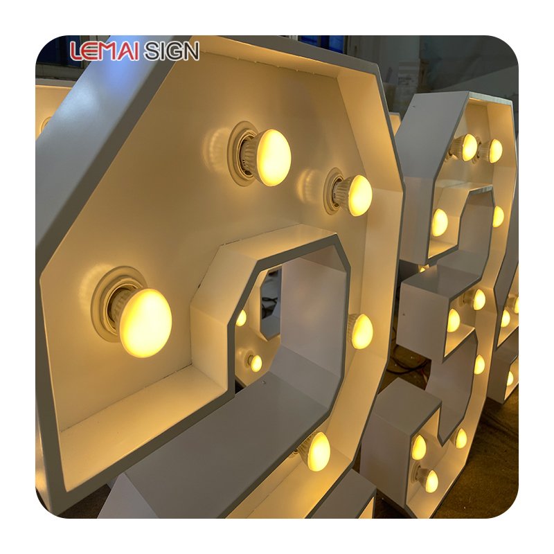 2023 Hot-selling High-quality Bulb Subtitle Letter 3ft4ft Giant Led Bright Ceiling Digital Metal Luminous Symbol Sign