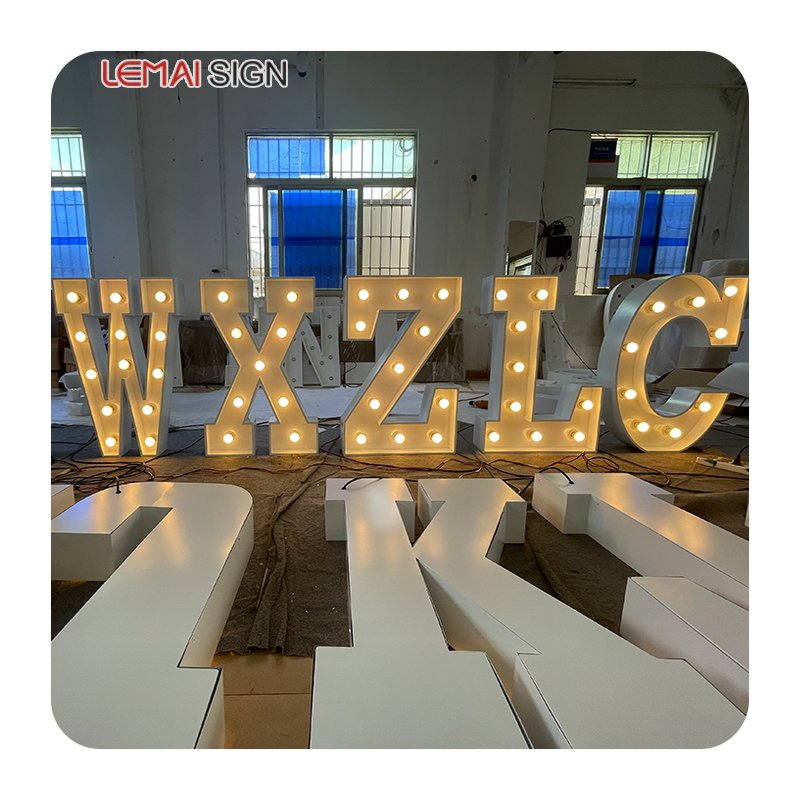 2023 Hot-selling High-quality Bulb Subtitle Letter 3ft4ft Giant Led Bright Ceiling Digital Metal Luminous Symbol Sign