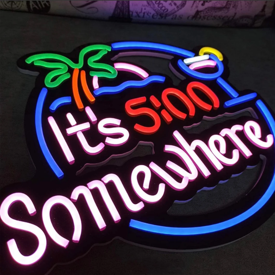 Wholesales Bar Name Sign Cocktail Hanging Custom Acrylic Led Neon Lights for Wall Beer bar Sign for Restaurant Led Sign Board